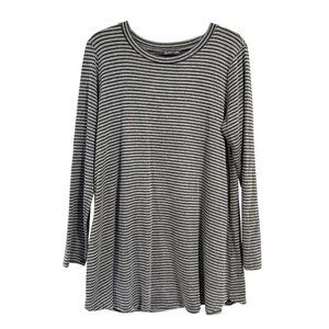 Eileen Fisher Gray and Black Stripe Tunic Top Size M